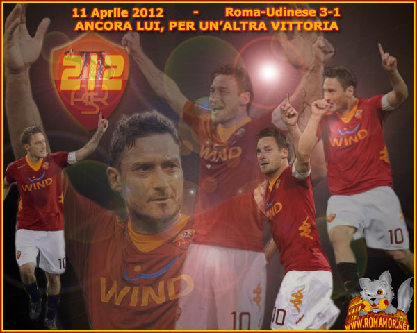 Roma-Udinese 11 aprile 2012 - Totti segna il suo gol numero 212 in campionato