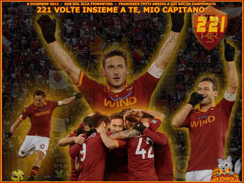 Roma-Fiorentina 4-2 - Totti arriva a 221 gol