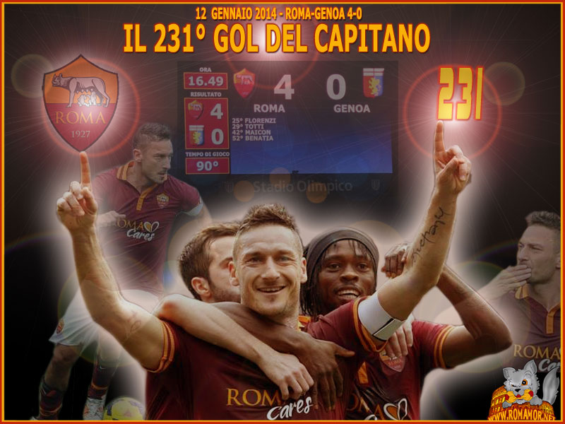 12 Gennaio 2014 - Roma-Genoa 4-0 - Gol numero 231 per Francesco Totti in campionato